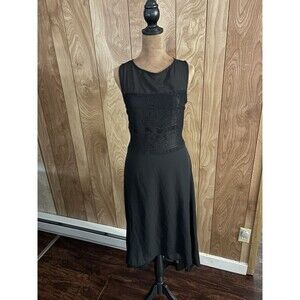 Malloy Womens Black Lace Bodice High Low Sleeveless Midi Dress Gold Zip Small